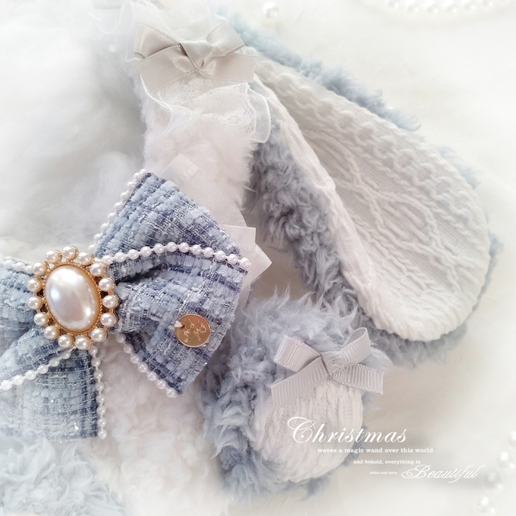 【14〜16cm】ツイードパールの垂れ耳うさぎちゃん