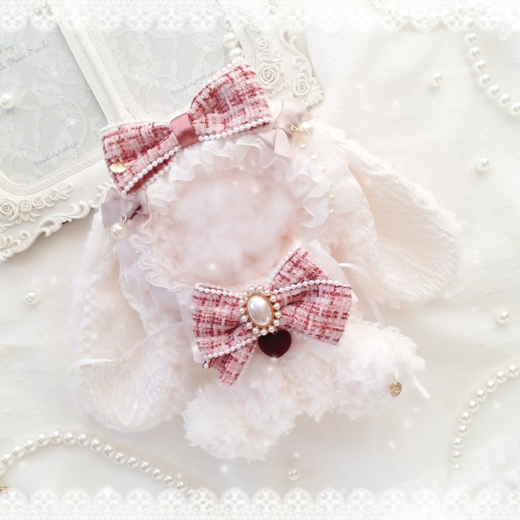 【14〜16cm】ツイードパールの垂れ耳うさぎちゃん