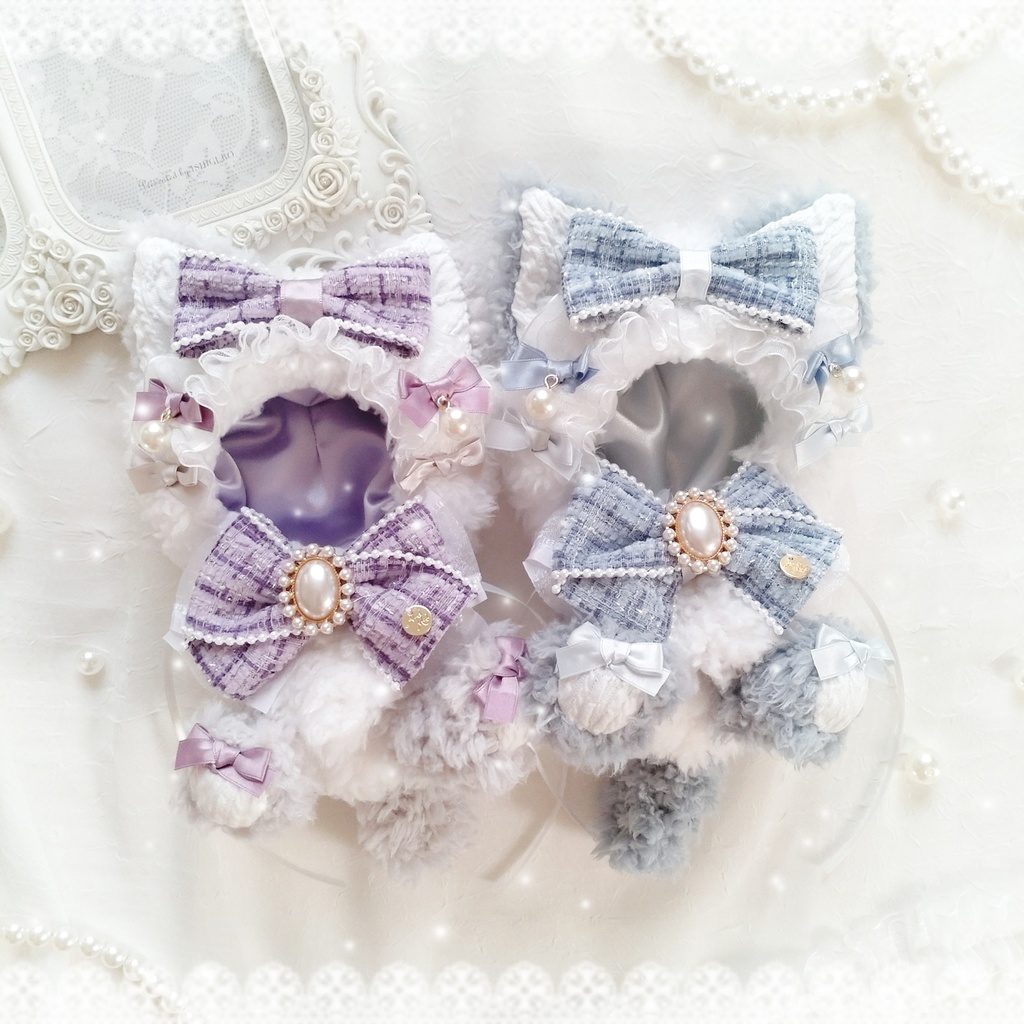 【頭大きめ12〜13cm】ツイードパールのお座り猫ちゃん