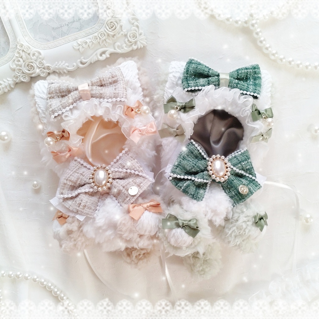 【頭大きめ12〜13cm】ツイードパールのお座り猫ちゃん