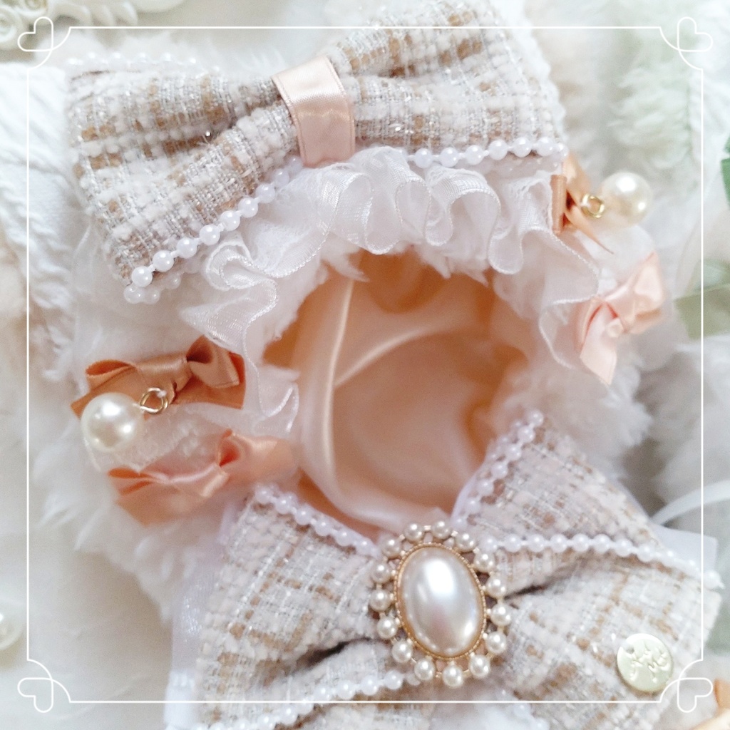 【頭大きめ12〜13cm】ツイードパールのお座り猫ちゃん