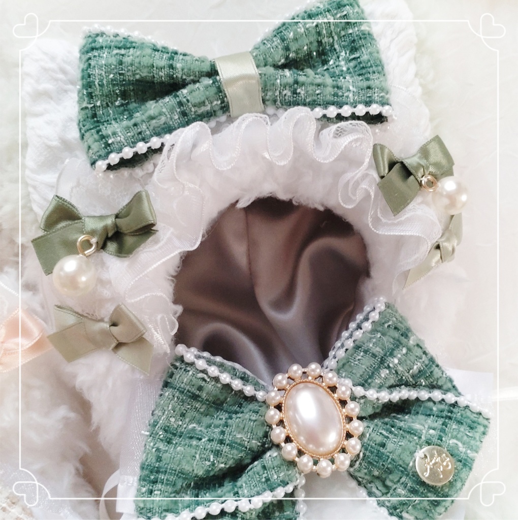 【頭大きめ12〜13cm】ツイードパールのお座り猫ちゃん