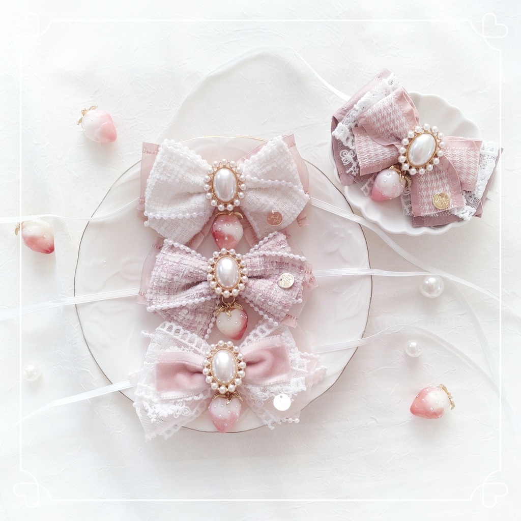 【通常サイズ〜頭大きめ12〜13cm】Strawberry Party *PINK