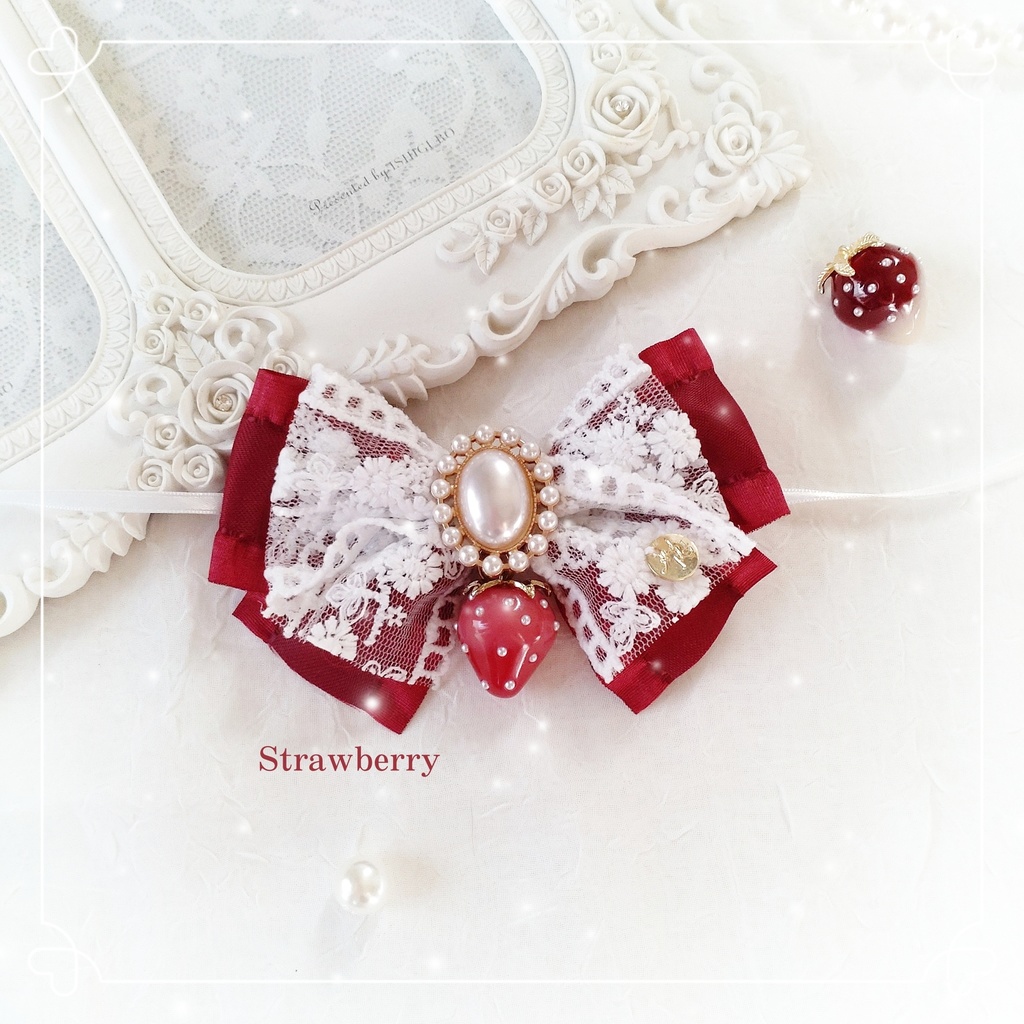 【頭囲25〜27cm】Strawberry Party ギンガムチェックの垂れ耳うさぎちゃん