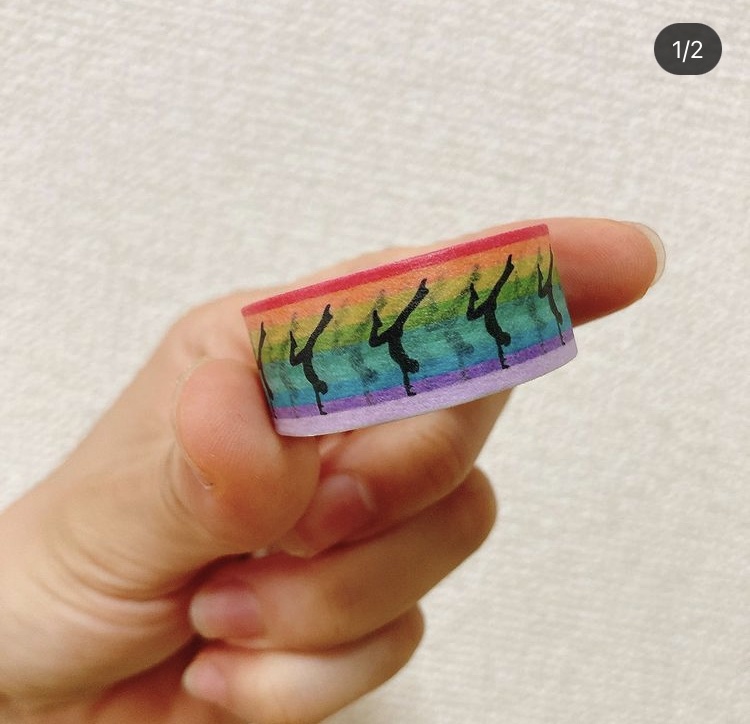 男子新体操/鹿倒立マスキングテープ(レインボー)