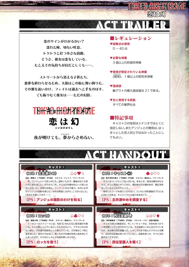 恋は幻:トーキョー・ナイトメア シナリオ