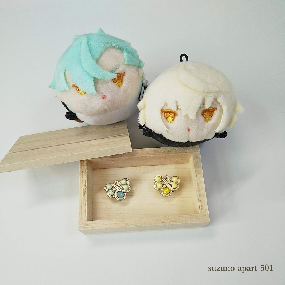 源氏 ミニ ちょう髪飾りセット(マグネットピアス)