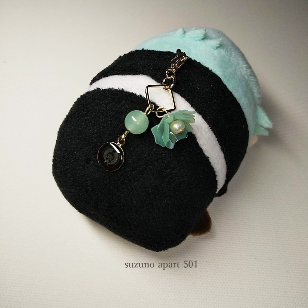 源氏のカルセドニーとお花のチャームセット