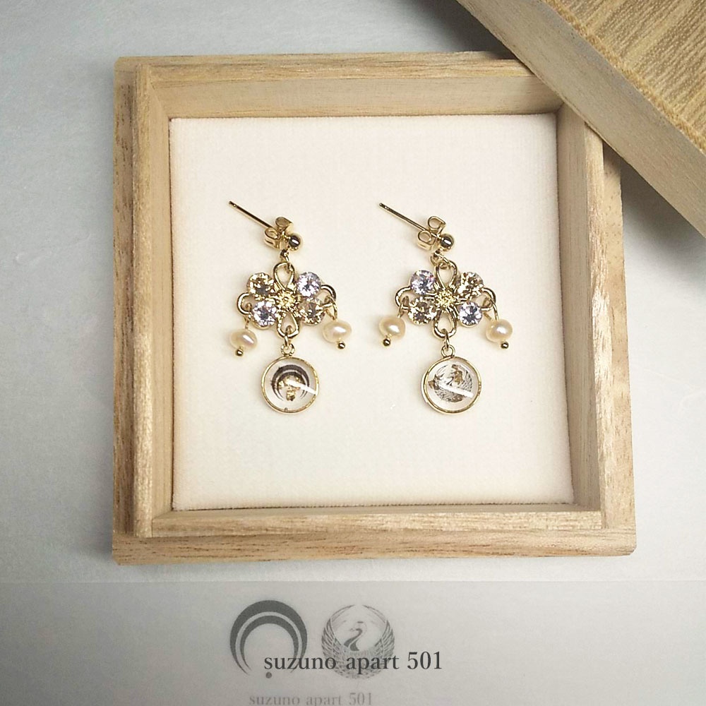 冬の朝 三日月宗近と鶴丸国永 イヤーアクセサリー