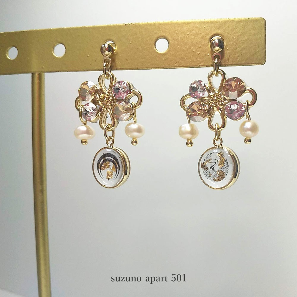 冬の朝 三日月宗近と鶴丸国永 イヤーアクセサリー