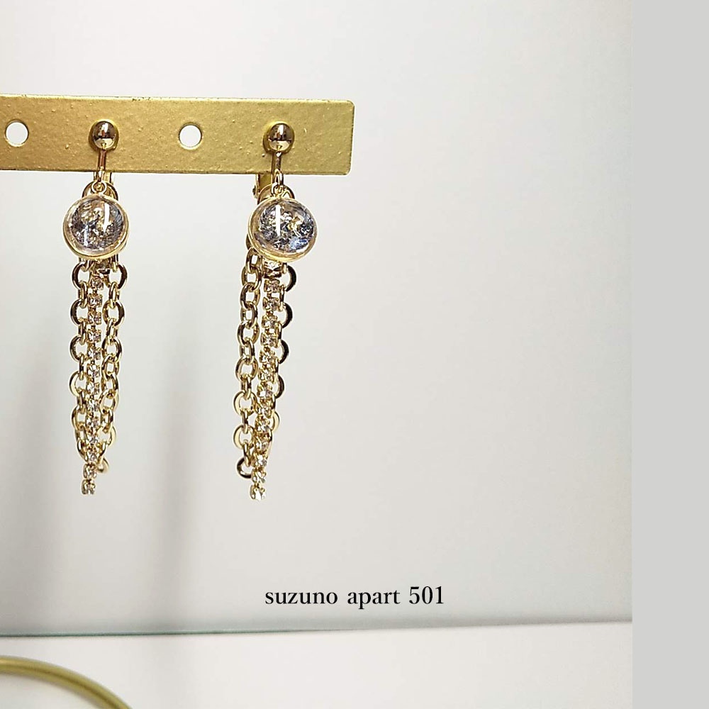 鶴丸国永 紺色紋 スワロフスキーチェーン イヤーアクセサリー