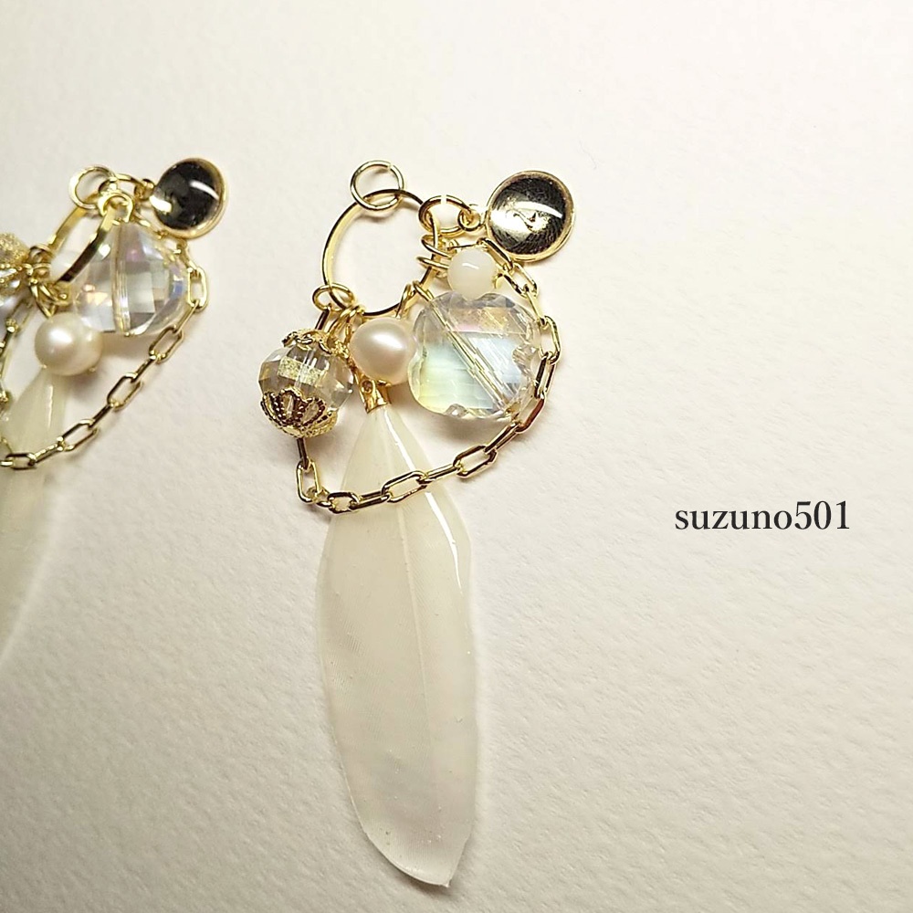 コーティングフェザーとガラス 鶴丸国永 大俱利伽羅 イヤーアクセサリー