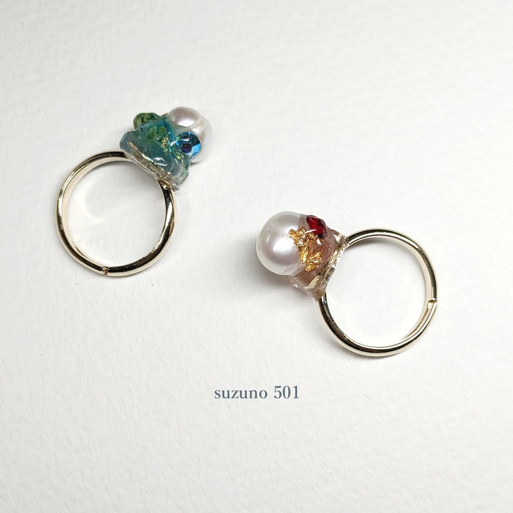 淡水パールとしずく　リング　豊前江・松井江