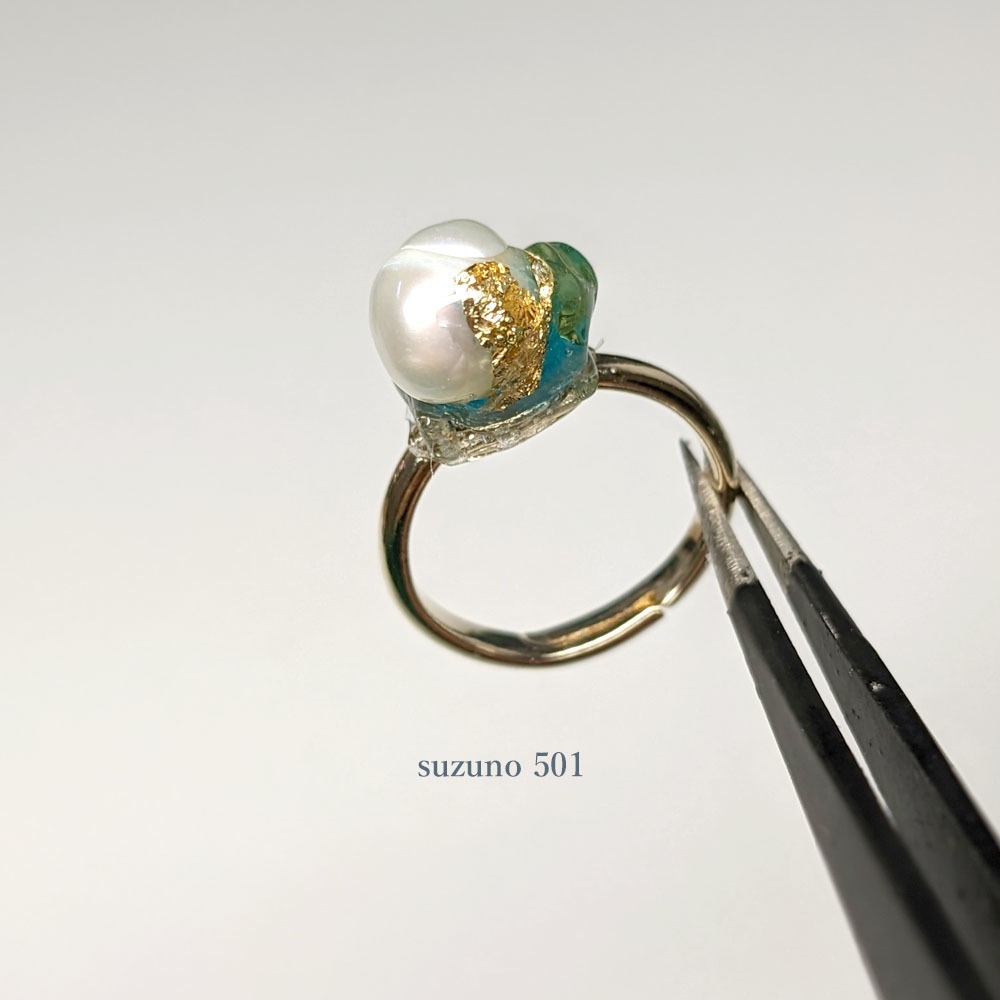 淡水パールとしずく リング 豊前江・松井江
