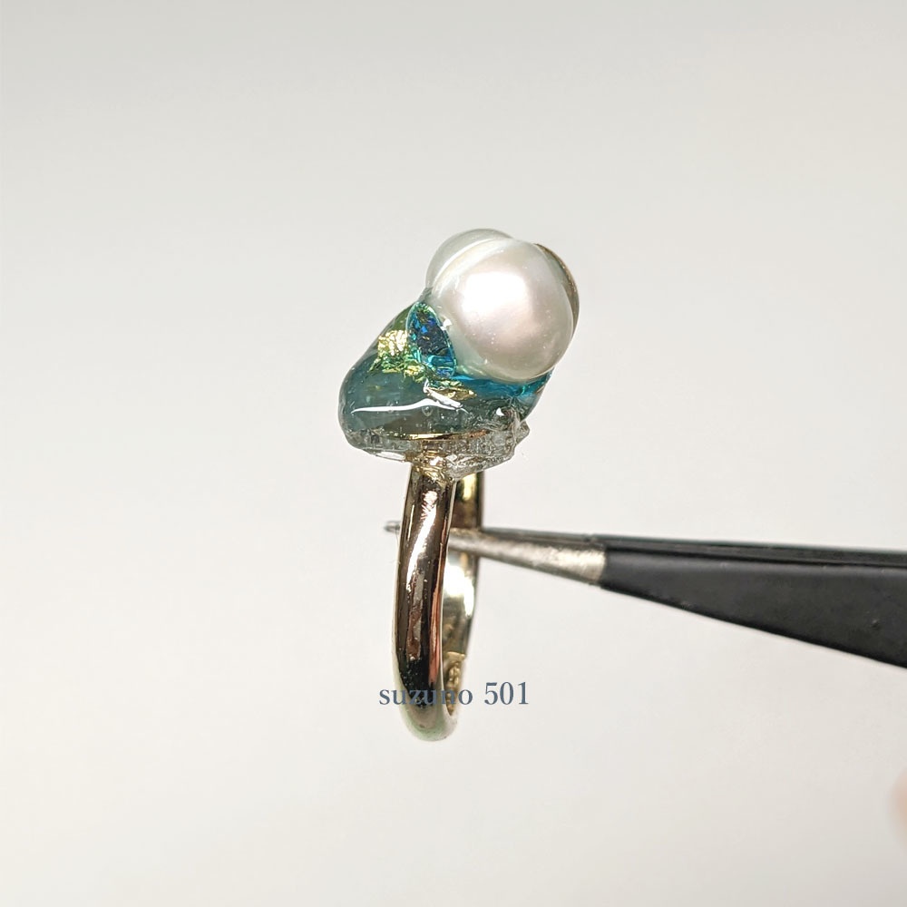 淡水パールとしずく リング 豊前江・松井江