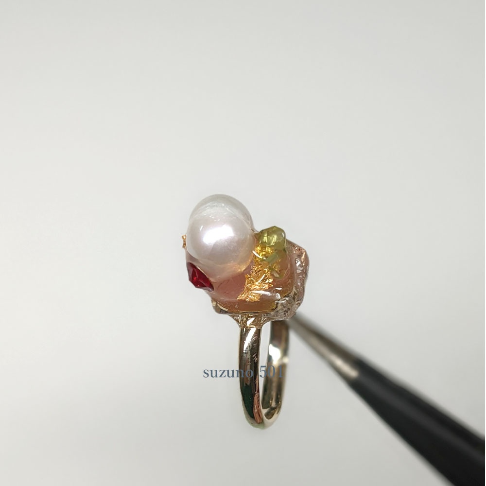 淡水パールとしずく リング 豊前江・松井江
