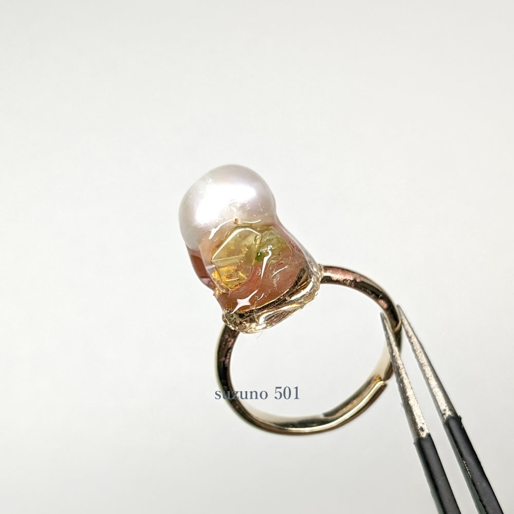 淡水パールとしずく リング 豊前江・松井江