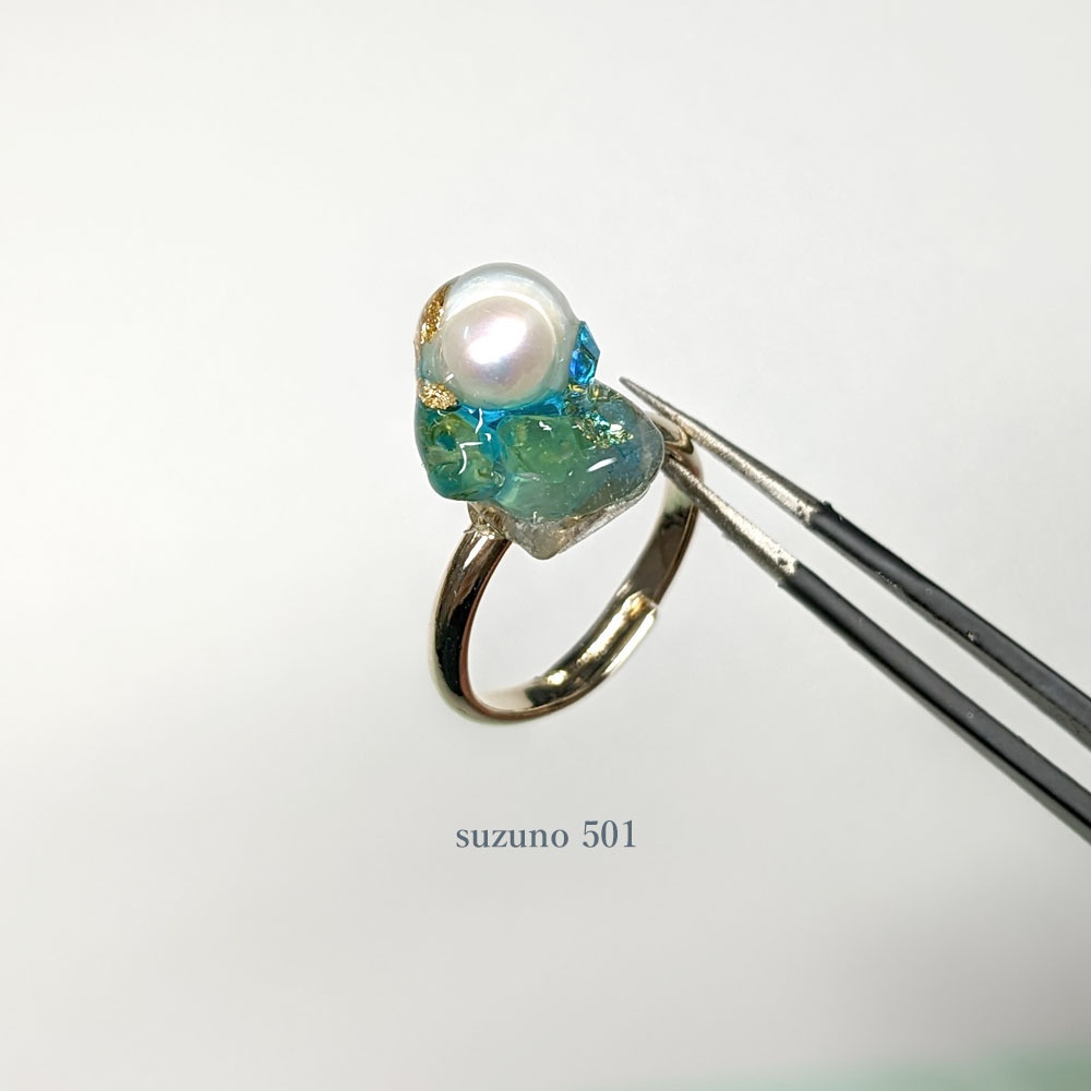淡水パールとしずく リング 豊前江・松井江