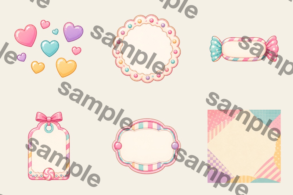 スイートキャンディ 水彩クリップアートセット キャンディ ロリポップ くま うさぎ パステルスイーツ Kawaii PNG素材 ステッカー デジタルダウンロード