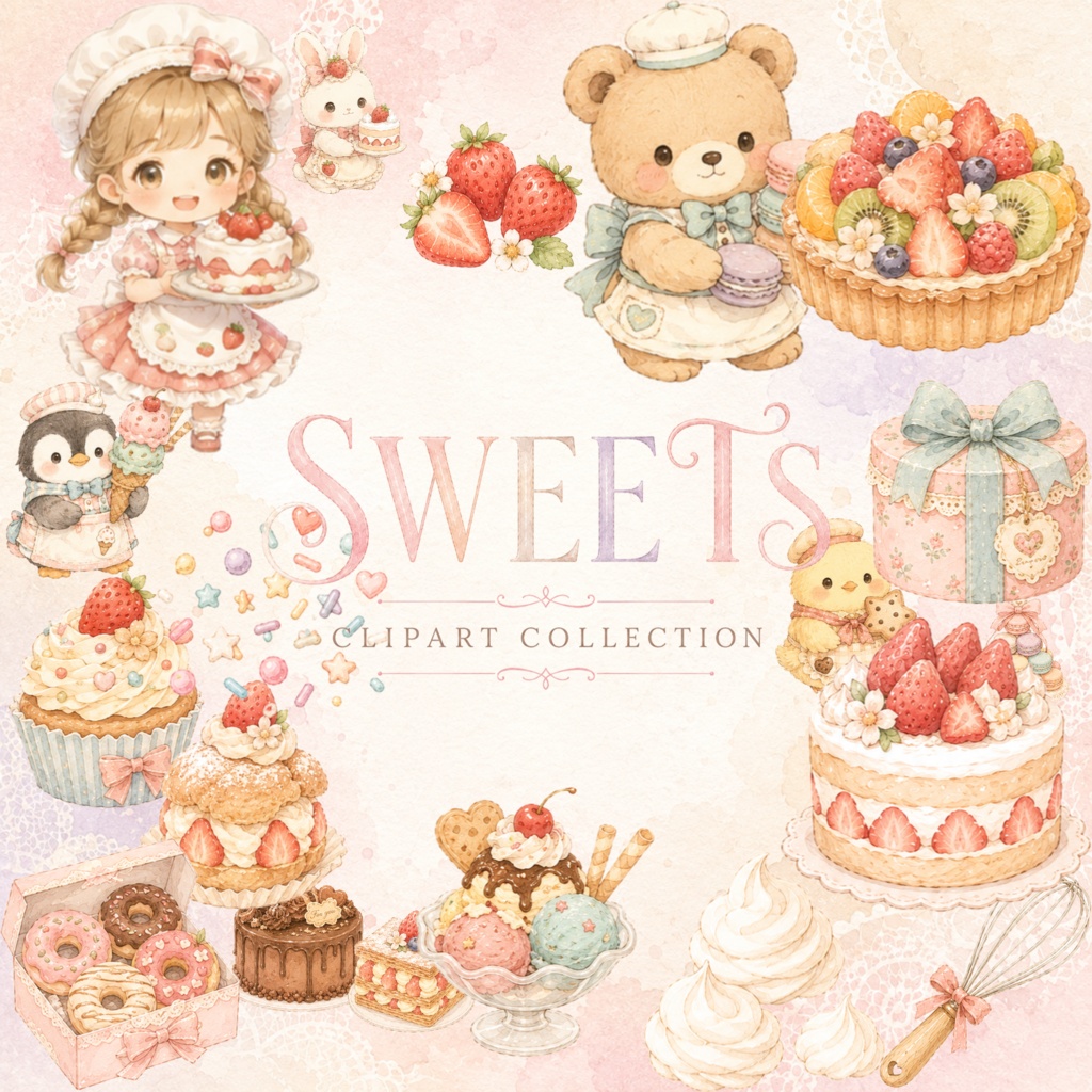 【オーダーメイド】イラスト制作|ふんわり水彩風アイコン・ショップ素材・LINEスタンプ対応