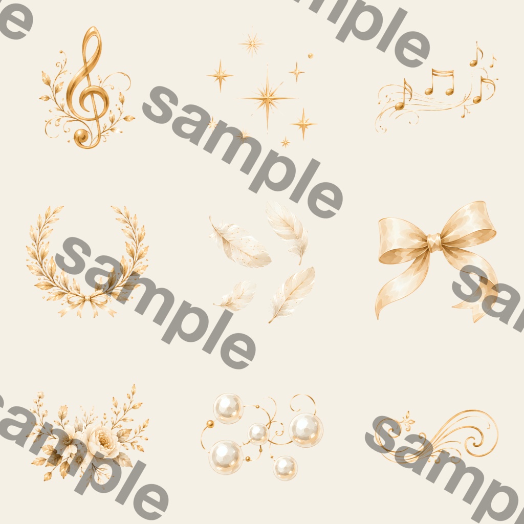 音楽のある優雅な時間を彩る|オーケストラ水彩クリップアート素材 Canvaで使えるデジタル商品