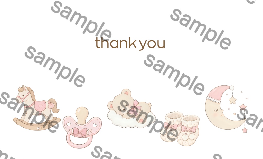 ベビー ピンク ショップカード・サンキューカード・台紙素材セット|Canva編集対応|かわいいPNGデジタル素材