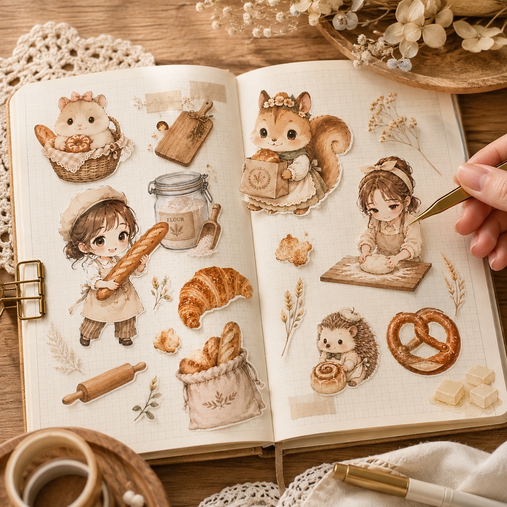 焼きたての香りに癒される♪パン屋さんクリップアート|動物とパンのPNG素材・Canvaで使えるデジタル素材