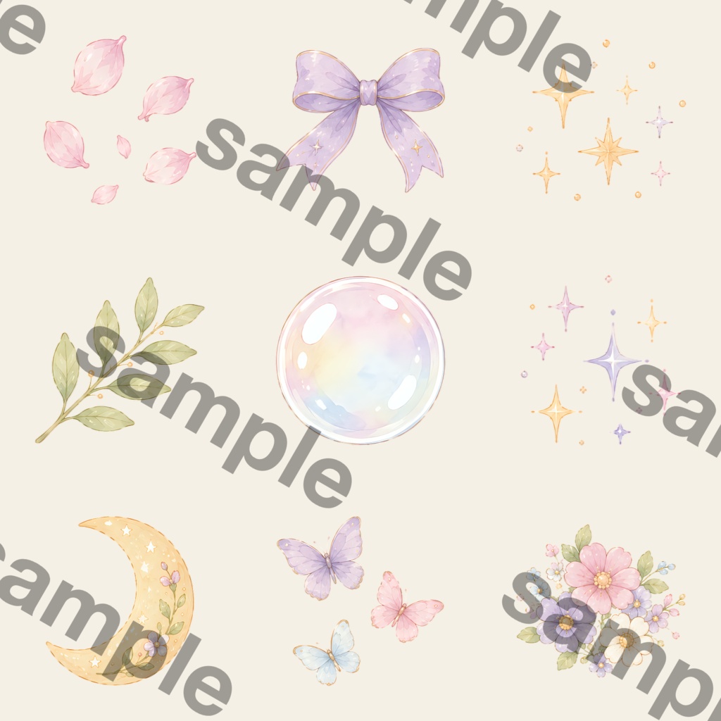 癒しのフェアリーガーデン素材|花と動物の水彩風PNG・Canvaで使えるデジタル素材