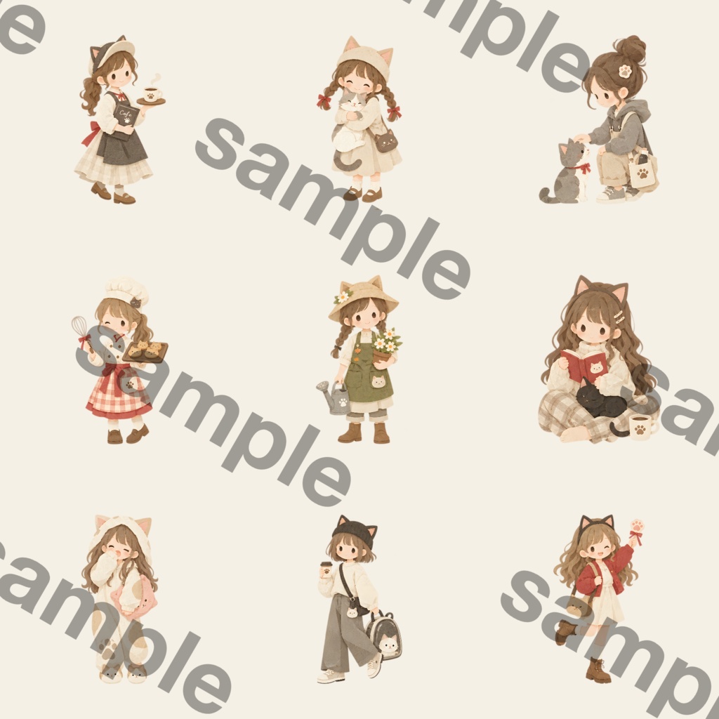 まったり猫時間を楽しむ|ローポリ風猫クリップアート PNG・Canvaで使えるデジタル素材