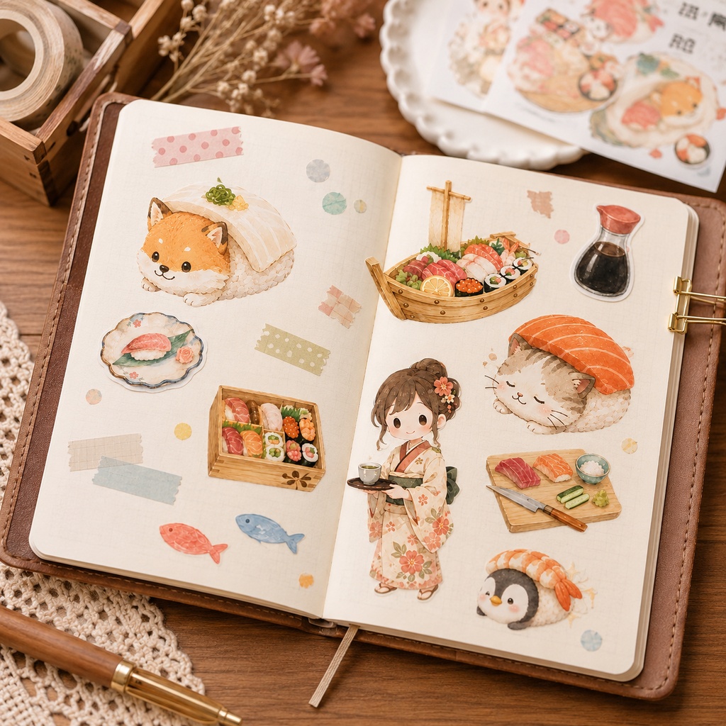 お寿司クリップアート素材集|かわいい和食イラスト|PNGデジタル素材