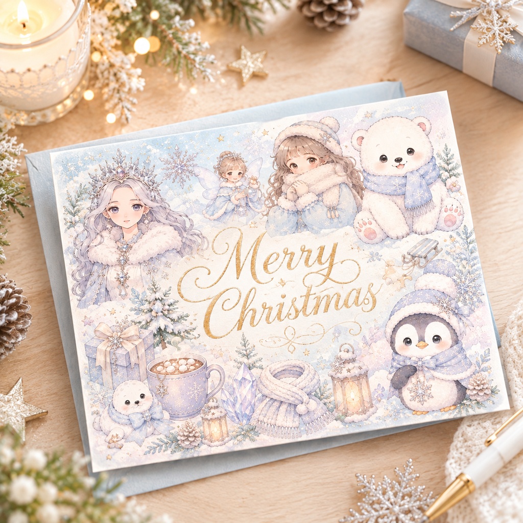冬の魔法に包まれる雪のクリップアート|水彩風PNG・Canvaで使えるデジタル素材