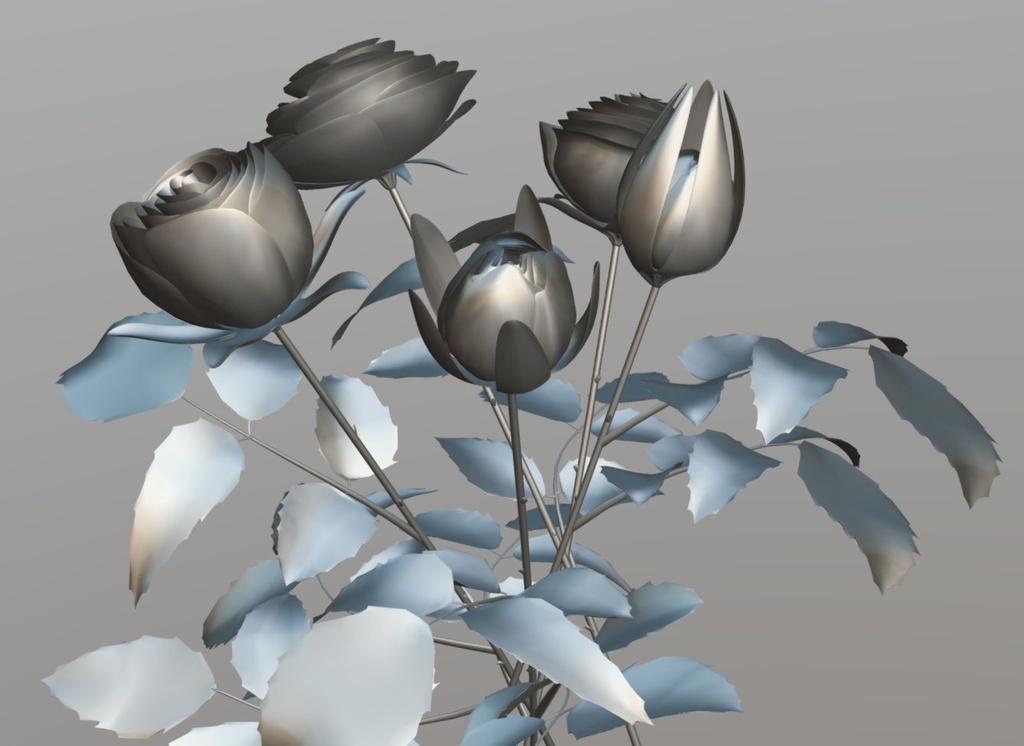 3Dモデル素材 『バラの花』(花咲きアニメーション付き)