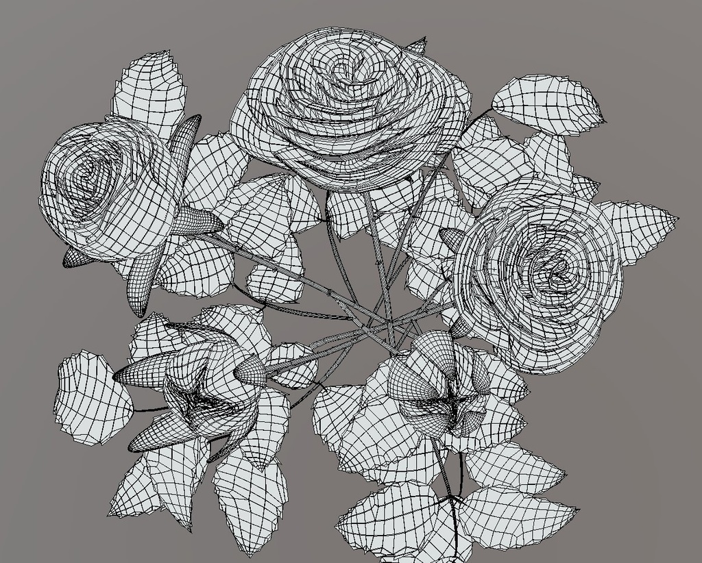 3Dモデル素材 『バラの花』(花咲きアニメーション付き)