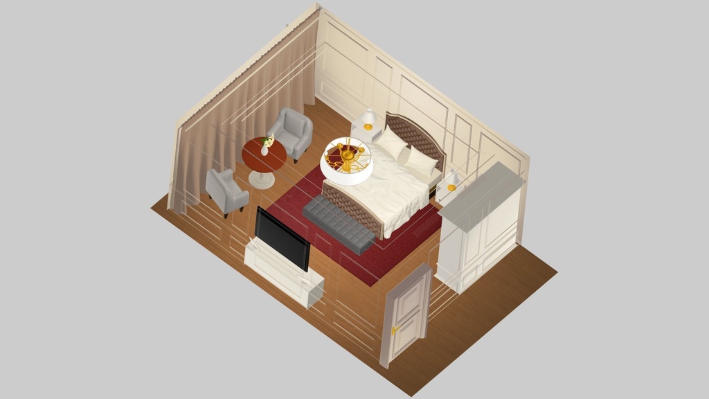 【3Dモデル素材】ホテルのような部屋