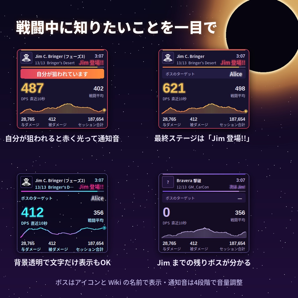 【VRChat / ECLIPTICA】DPS・ヘイト表示オーバーレイ&アップグレード辞典 Ecliptica Overlay