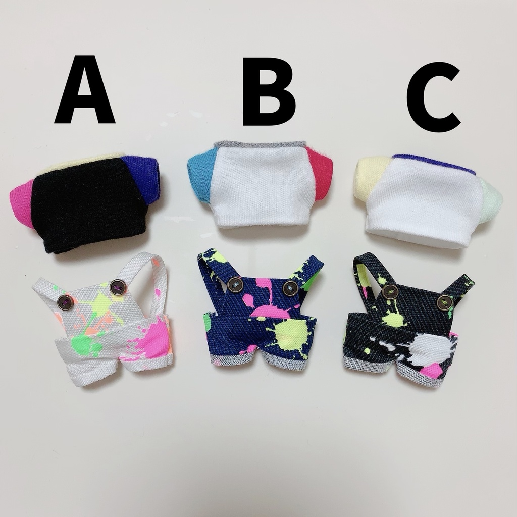 ぬい服 サロペット×ラグランTシャツセット