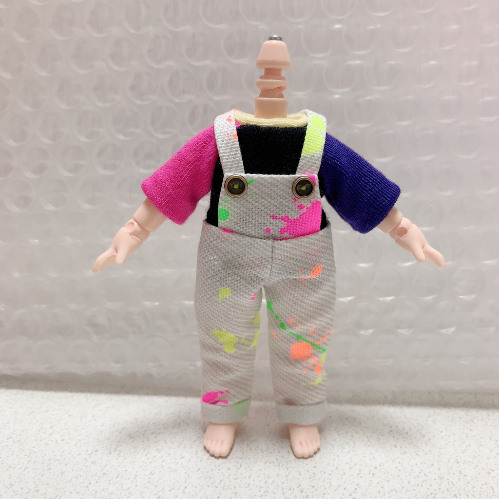 オビツ11サイズ ホワイトサロペットセット