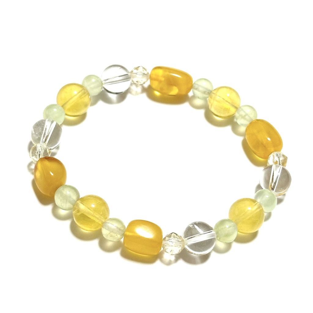 「 菜の花 」 ✯ イエローフローライト プレナイト 琥珀 アンデシン / 天然石ブレスレット パワーストーン 天然石アクセサリー