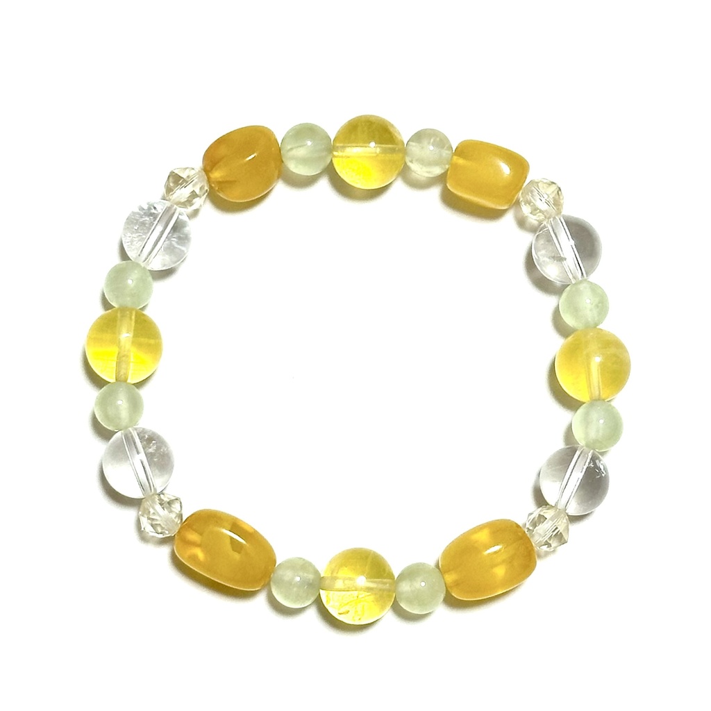 「 菜の花 」 ✯ イエローフローライト プレナイト 琥珀 アンデシン / 天然石ブレスレット パワーストーン 天然石アクセサリー