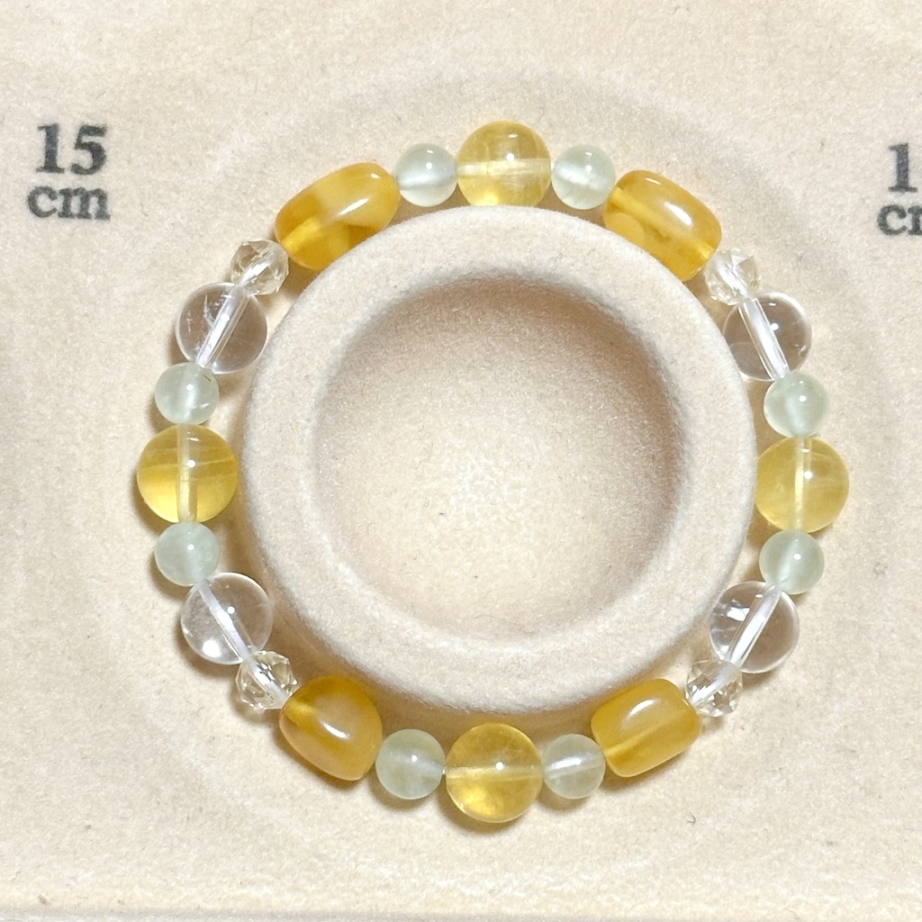 「 菜の花 」 ✯ イエローフローライト プレナイト 琥珀 アンデシン / 天然石ブレスレット パワーストーン 天然石アクセサリー