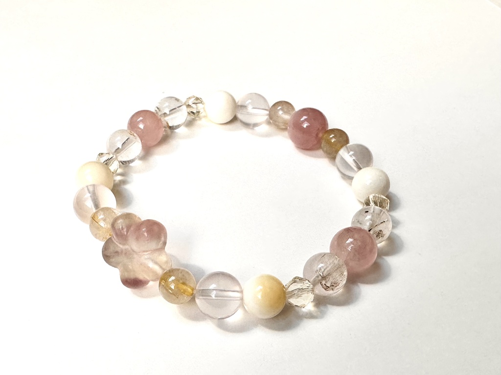 「 梅の花 」 ✯ フローライト ルチルクォーツ ローズクォーツ ゴールデンシャコガイ etc / 天然石ブレスレット パワーストーン 天然石アクセサリー