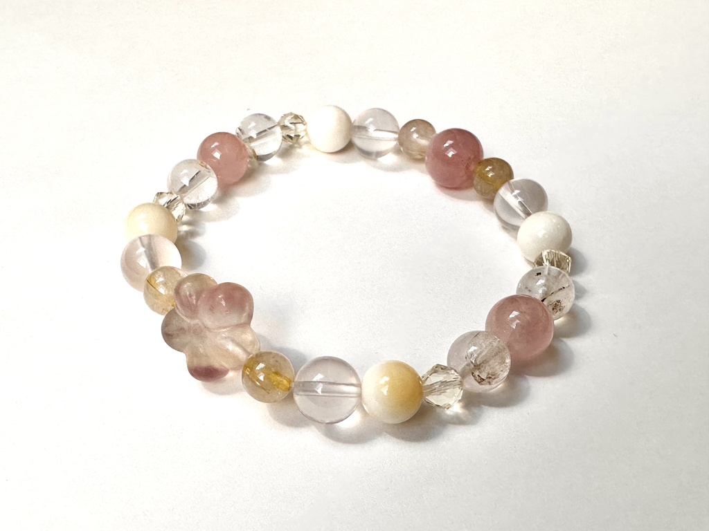 「 梅の花 」 ✯ フローライト ルチルクォーツ ローズクォーツ ゴールデンシャコガイ etc / 天然石ブレスレット パワーストーン 天然石アクセサリー