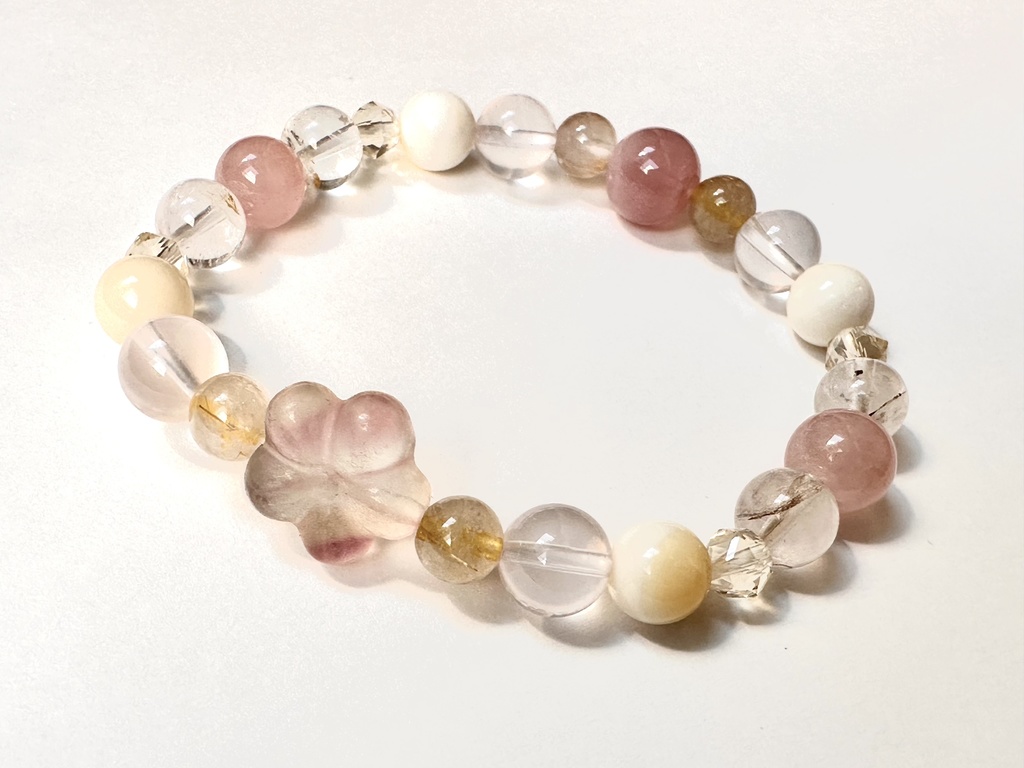「 梅の花 」 ✯ フローライト ルチルクォーツ ローズクォーツ ゴールデンシャコガイ etc / 天然石ブレスレット パワーストーン 天然石アクセサリー