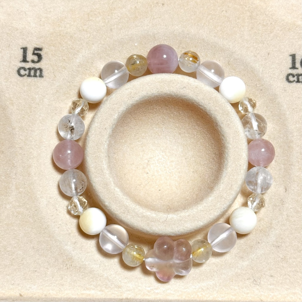 「 梅の花 」 ✯ フローライト ルチルクォーツ ローズクォーツ ゴールデンシャコガイ etc / 天然石ブレスレット パワーストーン 天然石アクセサリー