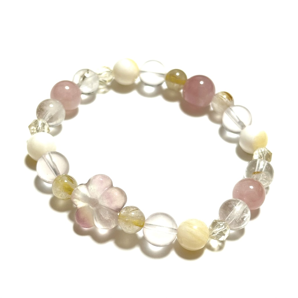 「 梅の花 」 ✯ フローライト ルチルクォーツ ローズクォーツ ゴールデンシャコガイ etc / 天然石ブレスレット パワーストーン 天然石アクセサリー