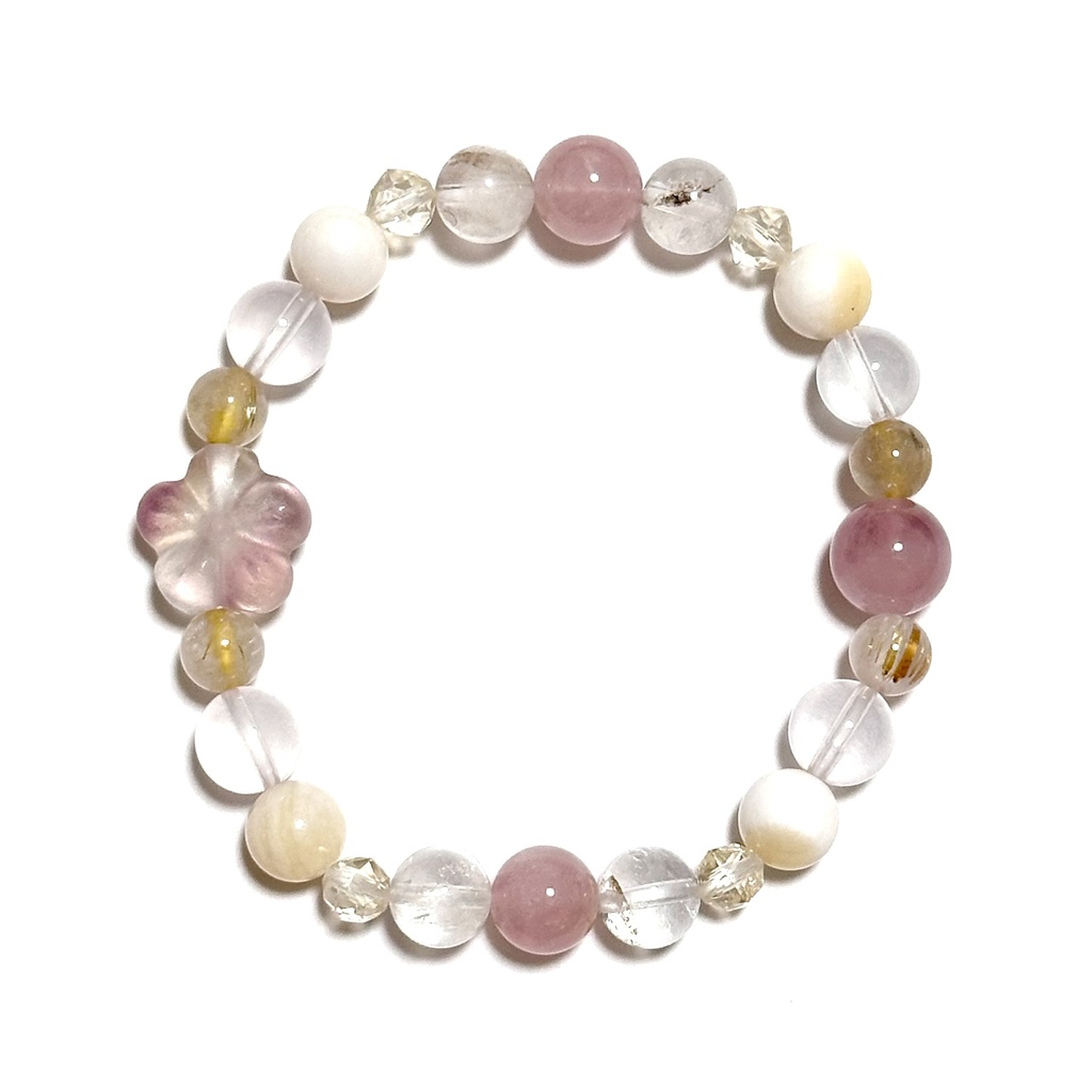 「 梅の花 」 ✯ フローライト ルチルクォーツ ローズクォーツ ゴールデンシャコガイ etc / 天然石ブレスレット パワーストーン 天然石アクセサリー