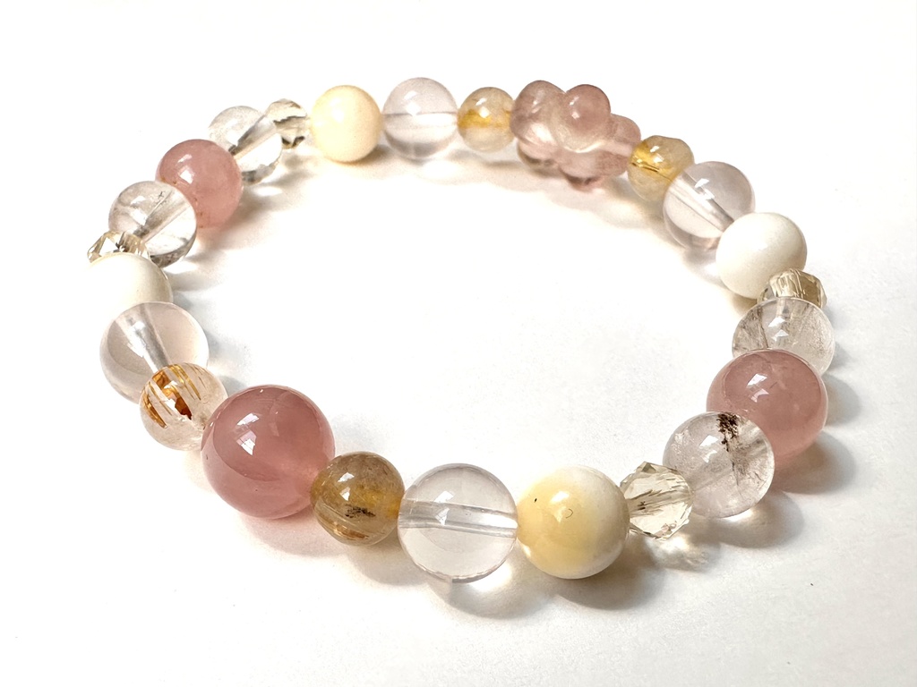 「 梅の花 」 ✯ フローライト ルチルクォーツ ローズクォーツ ゴールデンシャコガイ etc / 天然石ブレスレット パワーストーン 天然石アクセサリー