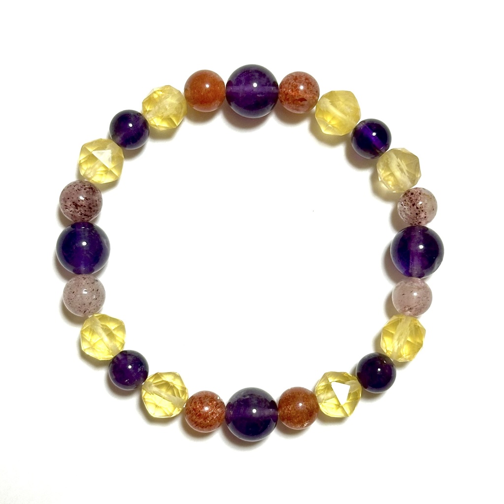 「 ビオラ 〜小さな幸せ〜 」  ✯  アメジスト  イエローフローライト サンストーン etc / 天然石ブレスレット パワーストーン 天然石アクセサリー