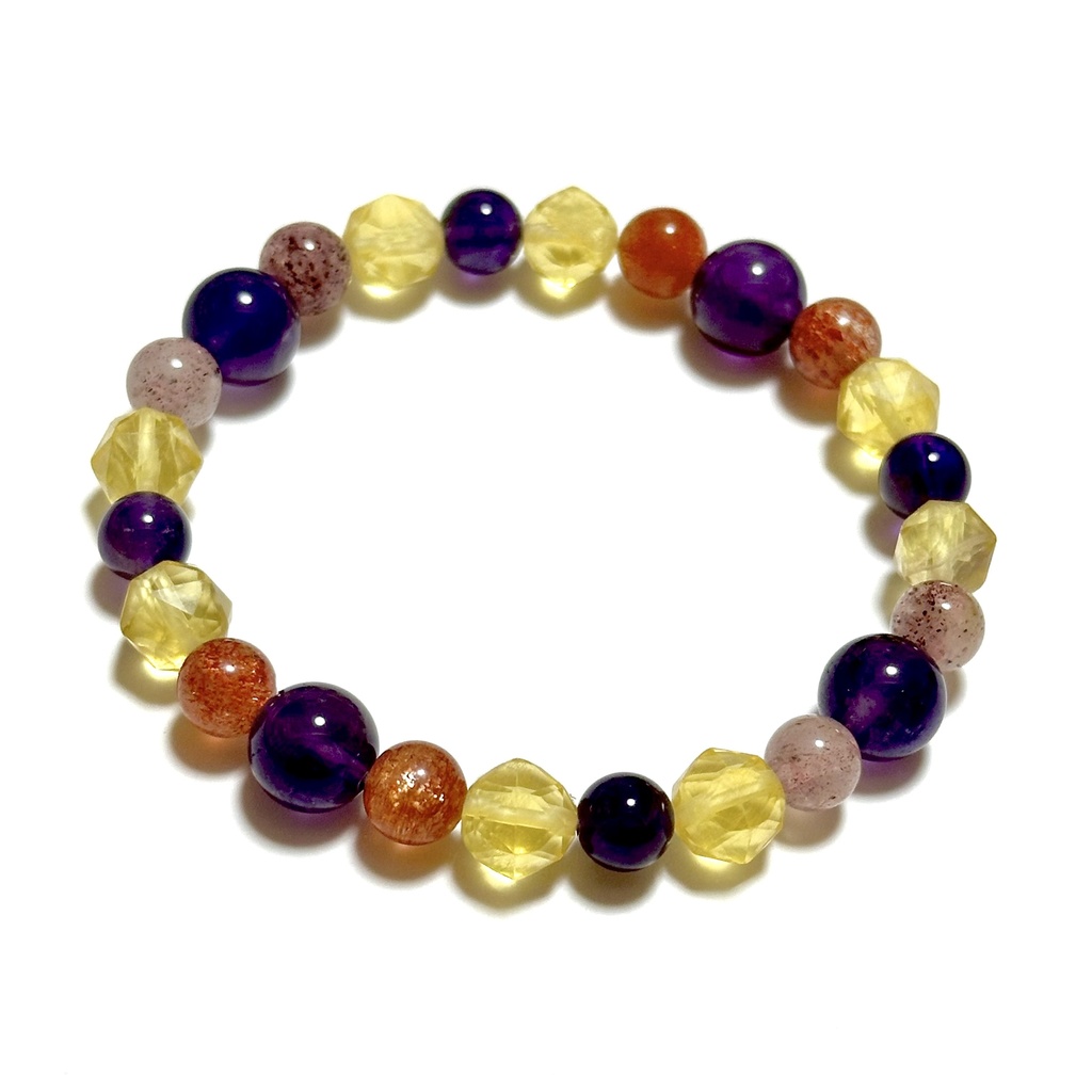 「 ビオラ 〜小さな幸せ〜 」  ✯  アメジスト  イエローフローライト サンストーン etc / 天然石ブレスレット パワーストーン 天然石アクセサリー
