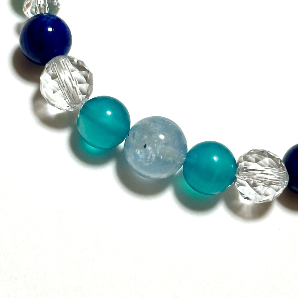 「 青空を仰ぐ 」 ✯ アクアマリン アマゾナイト カイヤナイト / 天然石ブレスレット パワーストーン 天然石アクセサリー